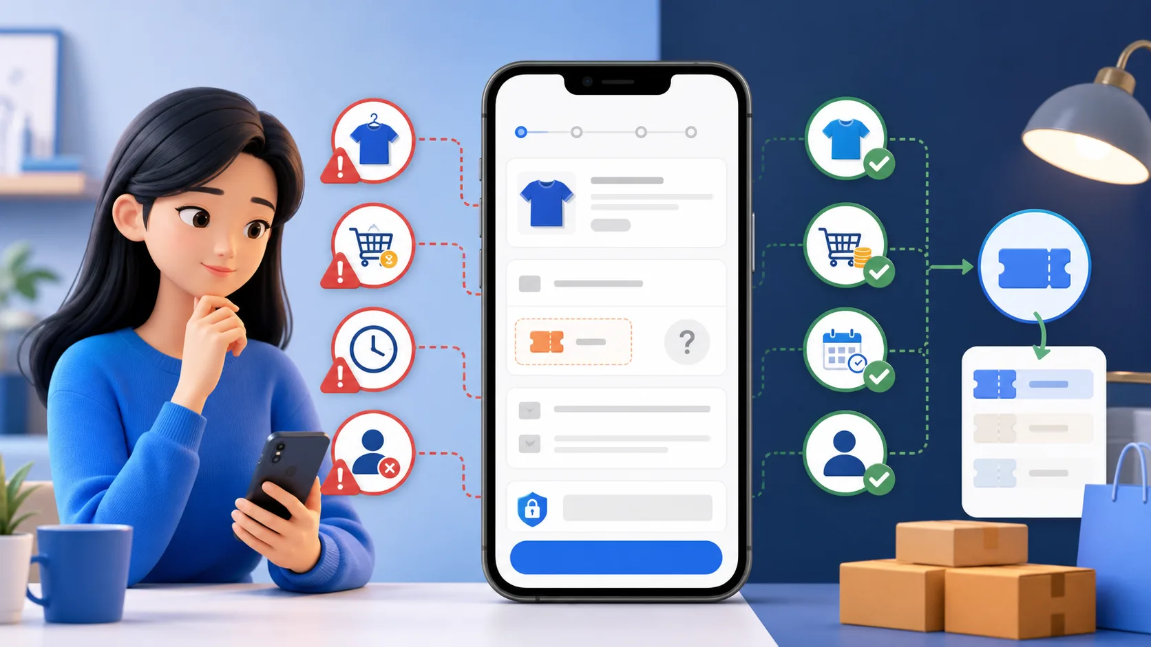 Minh họa xử lý khi mã Facebook Shopee không xuất hiện ở checkout