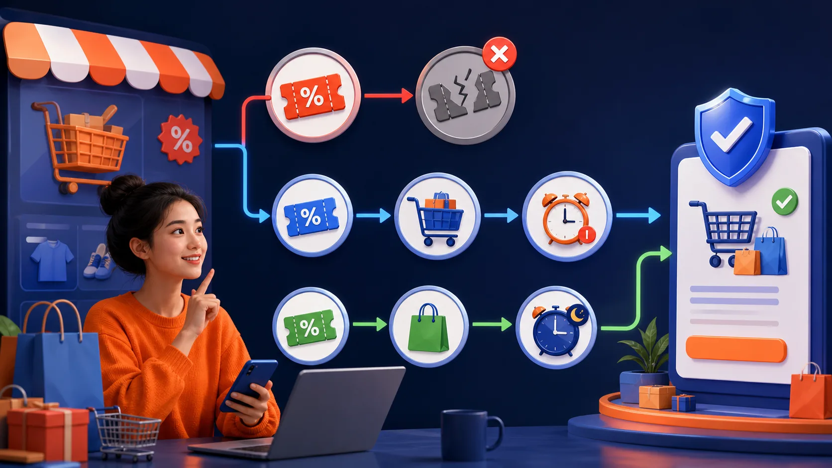 Minh họa chuẩn bị mã dự phòng khi voucher Shopee 8.8 hết lượt